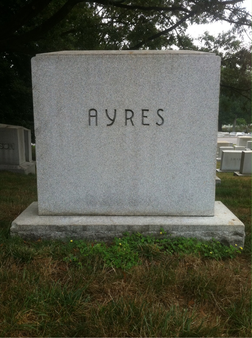 Back of headstone — Leonard Ayres