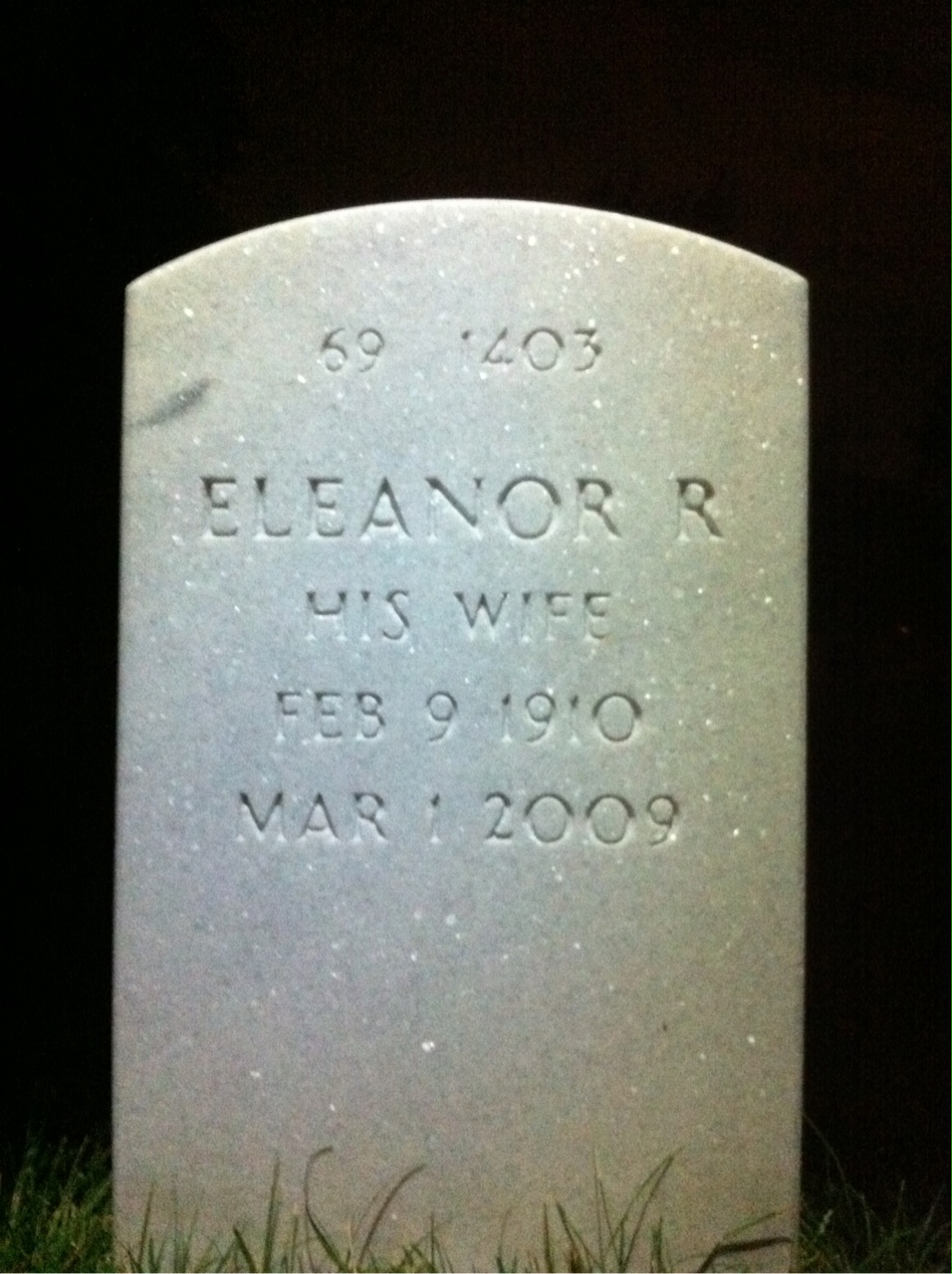 Back of headstone — Harold Dinsmore