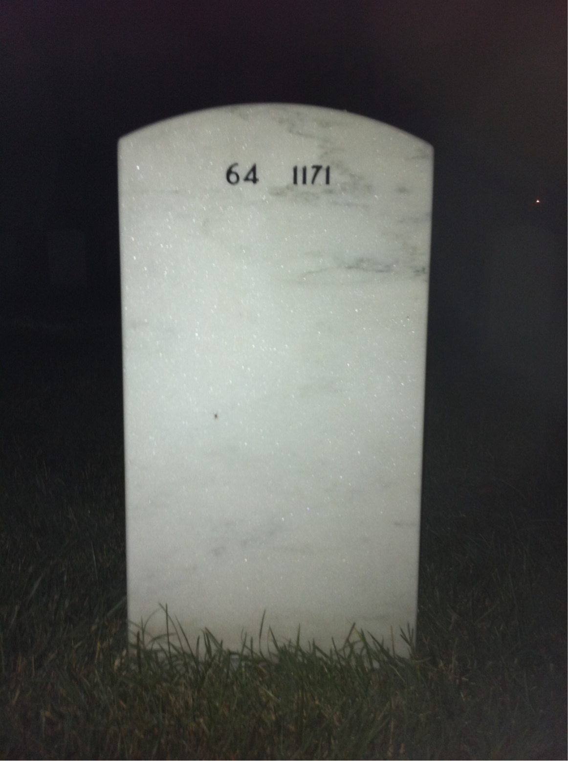 Back of headstone — William Downs