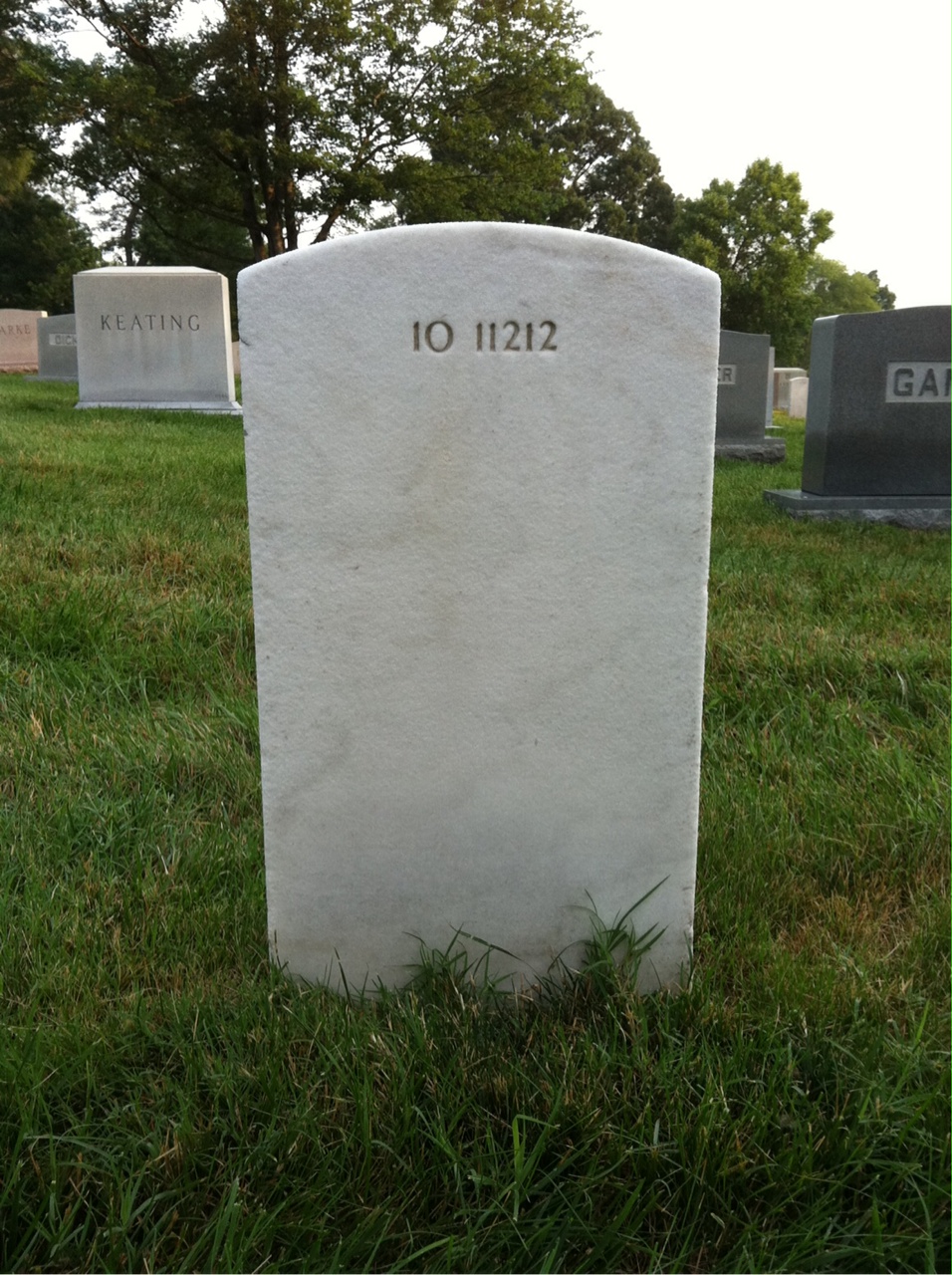 Back of headstone — Myron Albert Sine