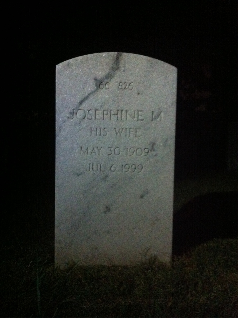 Back of headstone — Josephine Baldwin