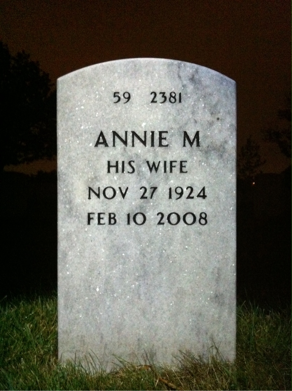 Back of headstone — Willie Elmore