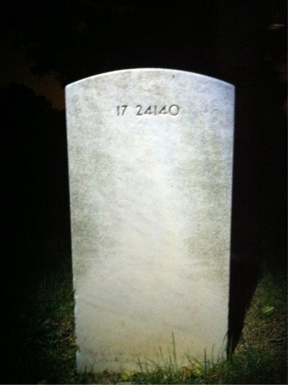 Back of headstone — Louise Avery