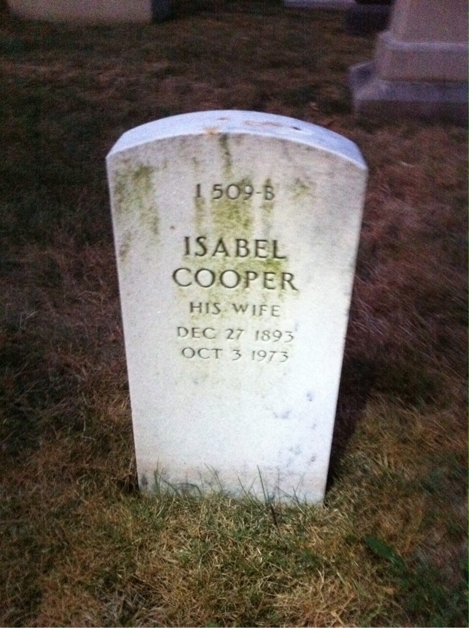Back of headstone — Isabel Atkinson