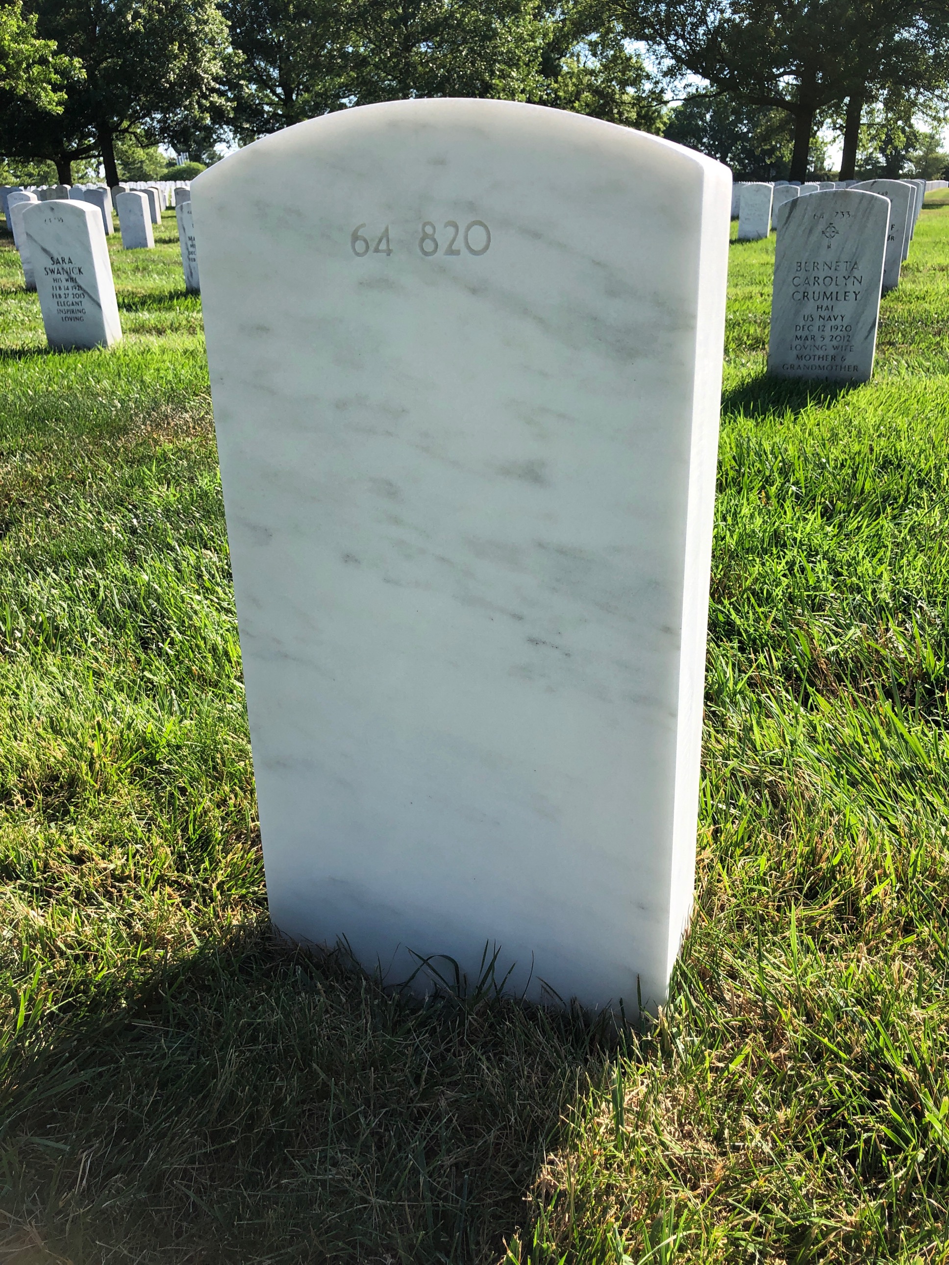 Back of headstone — John Monaghan