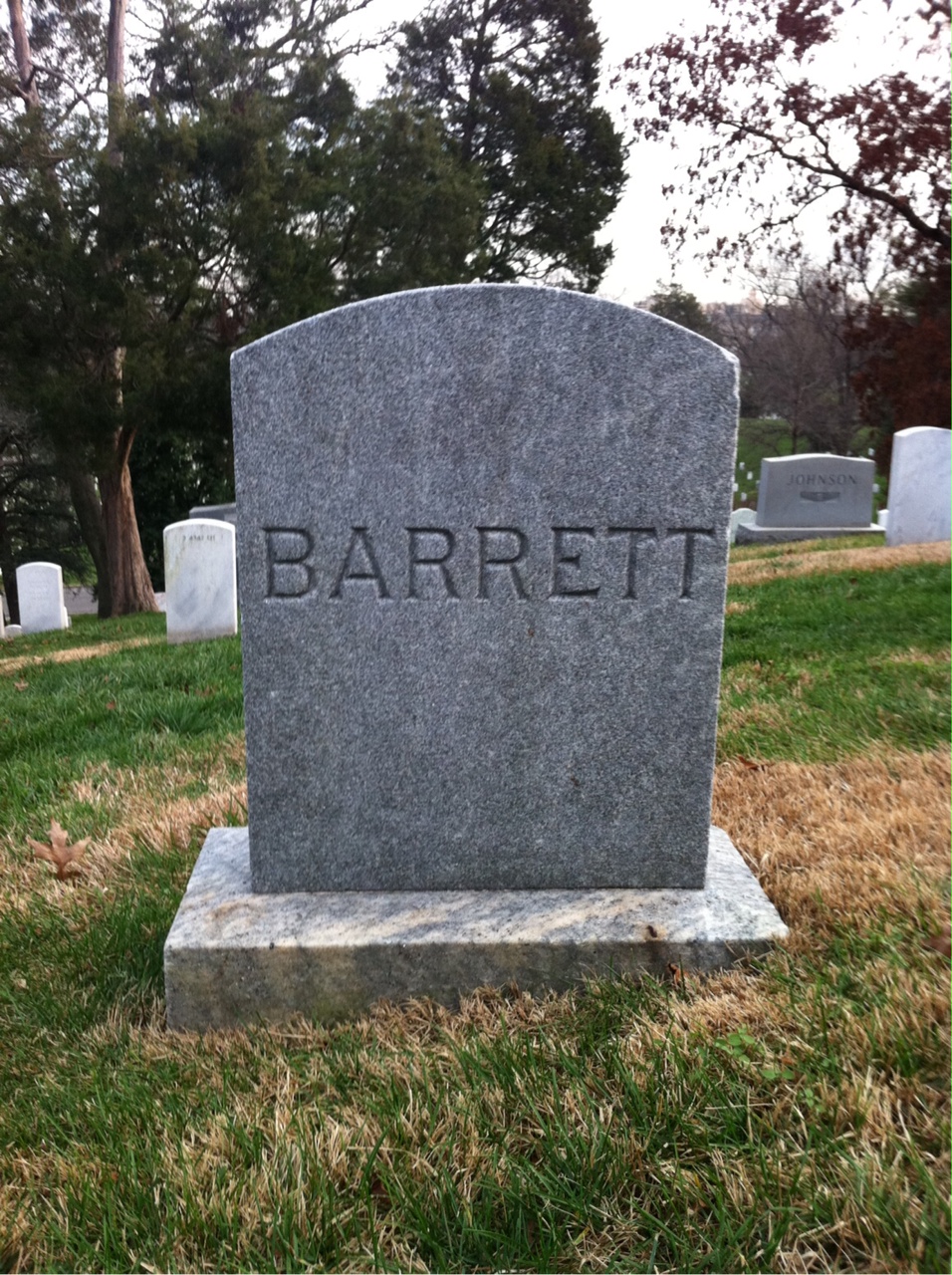 Back of headstone — Alexander Barrett