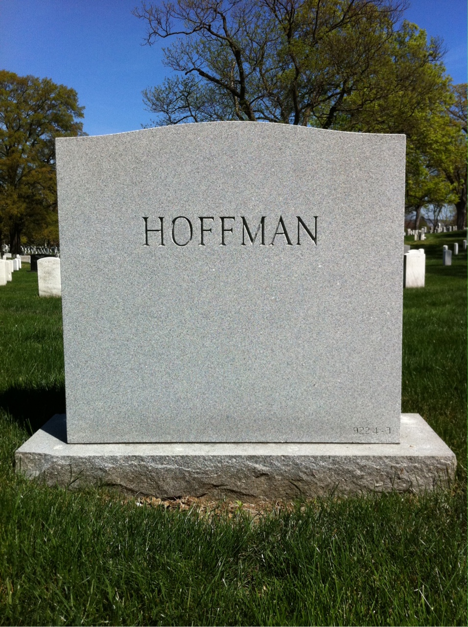 Back of headstone — George Hoffman