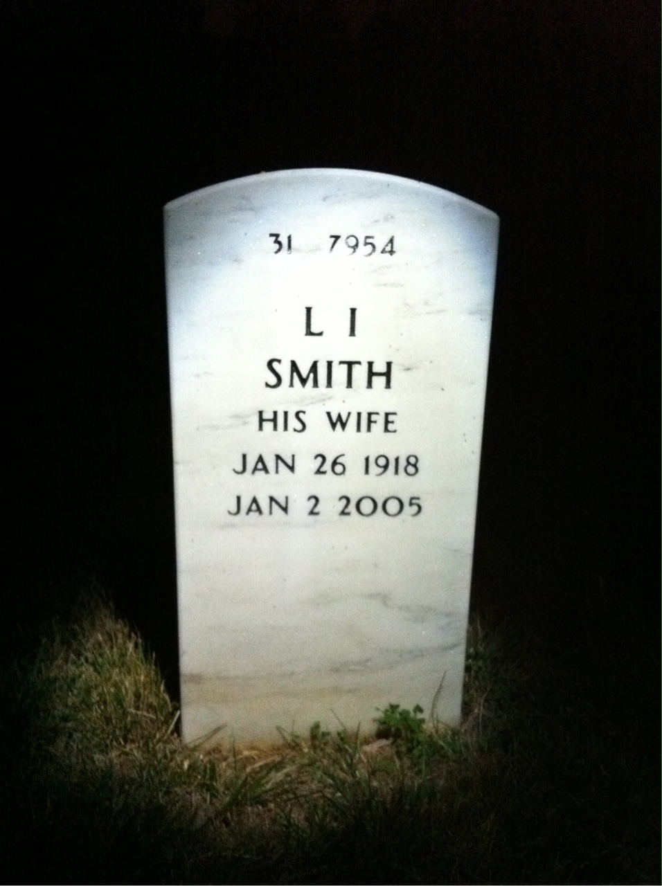 Back of headstone — Melvin Smith