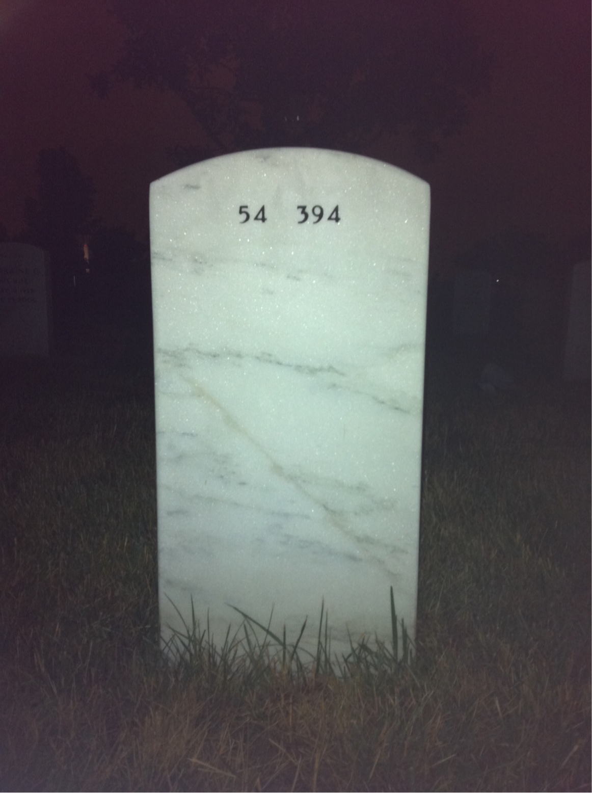 Back of headstone — Alvin Nance