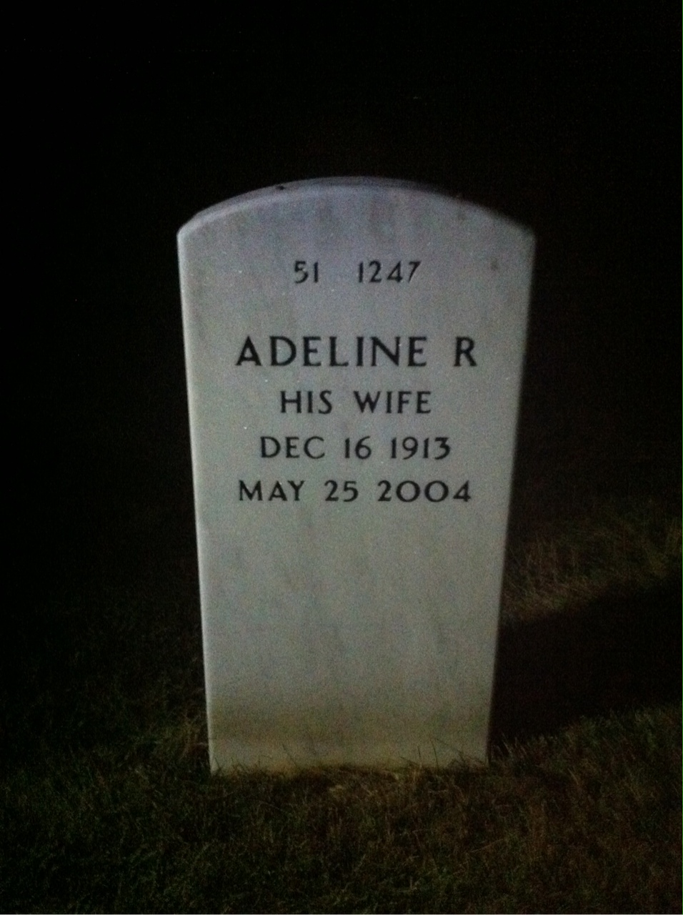 Back of headstone — Armand Caron
