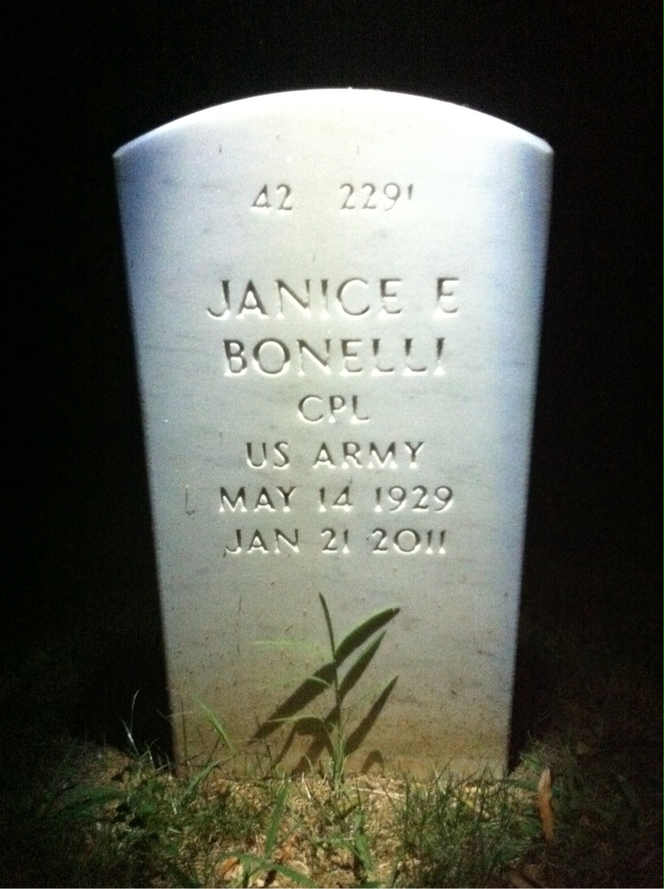 Back of headstone — Michael Bonelli
