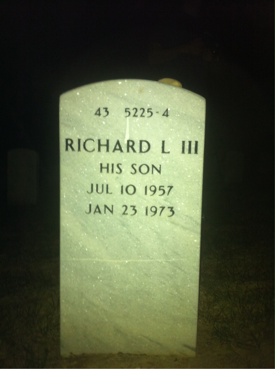 Back of headstone — Richard Coleman