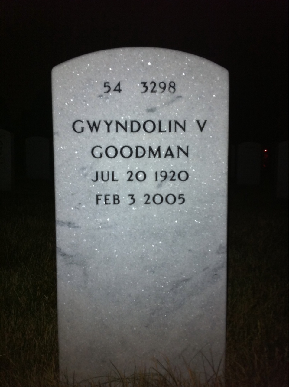Back of headstone — John Goodman