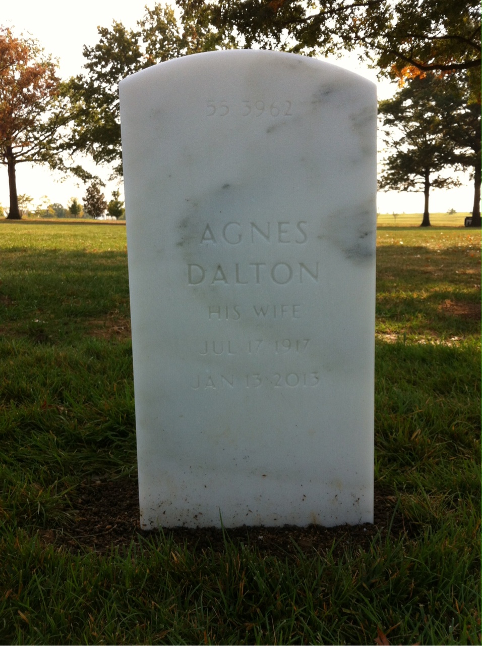 Back of headstone — Agnes Lee