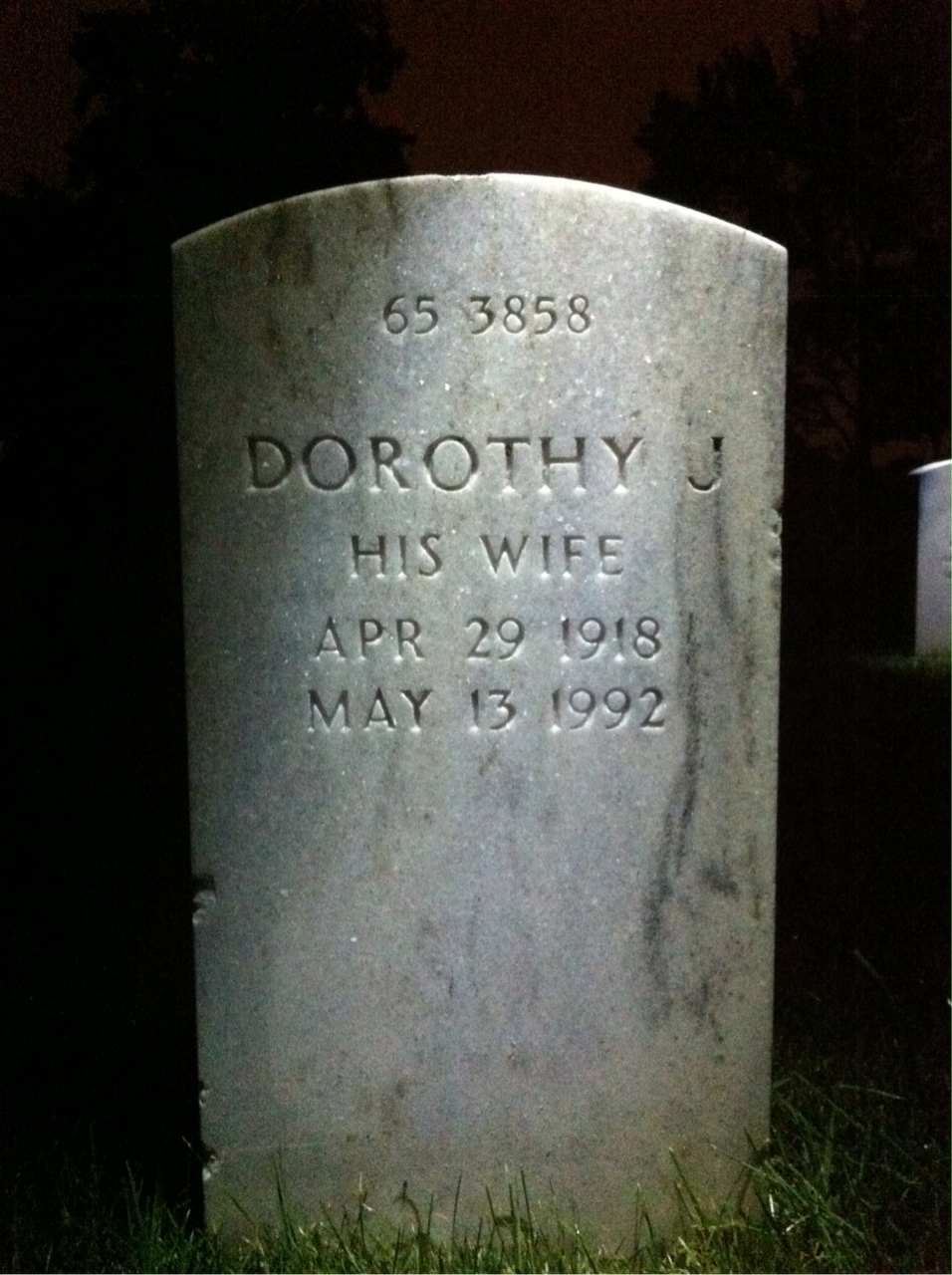 Back of headstone — Dorothy Ethel Clark