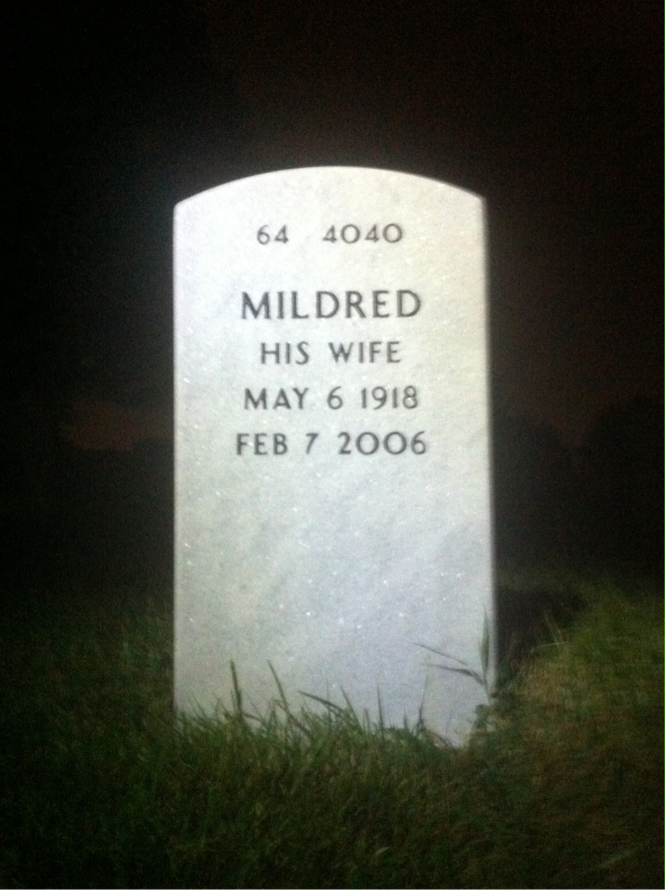 Back of headstone — Ralph Johnston