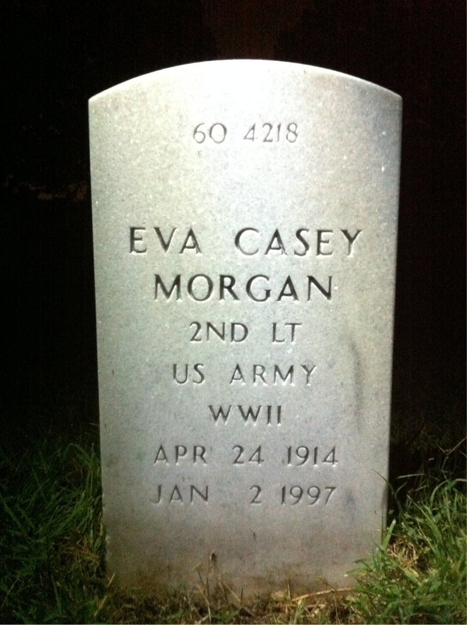 Back of headstone — Eva Morgan