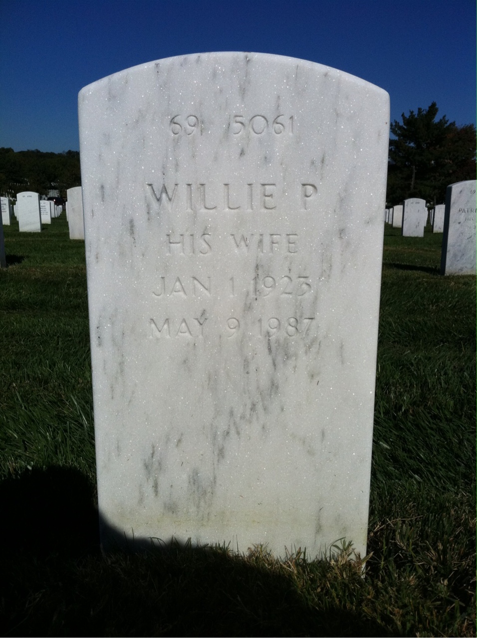 Back of headstone — James Sunday