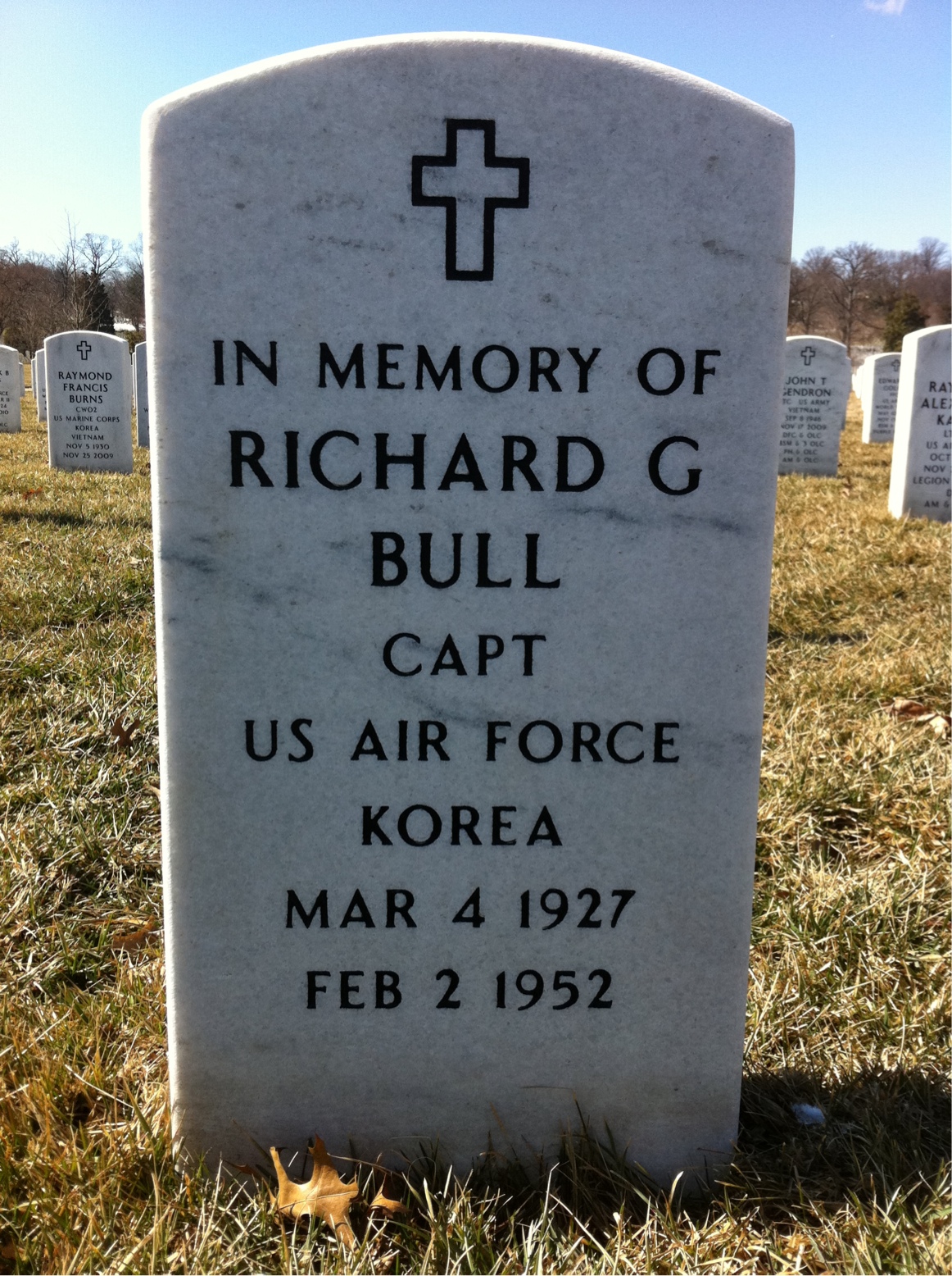 Headstone shared by 2 interments, including Richard G Bull