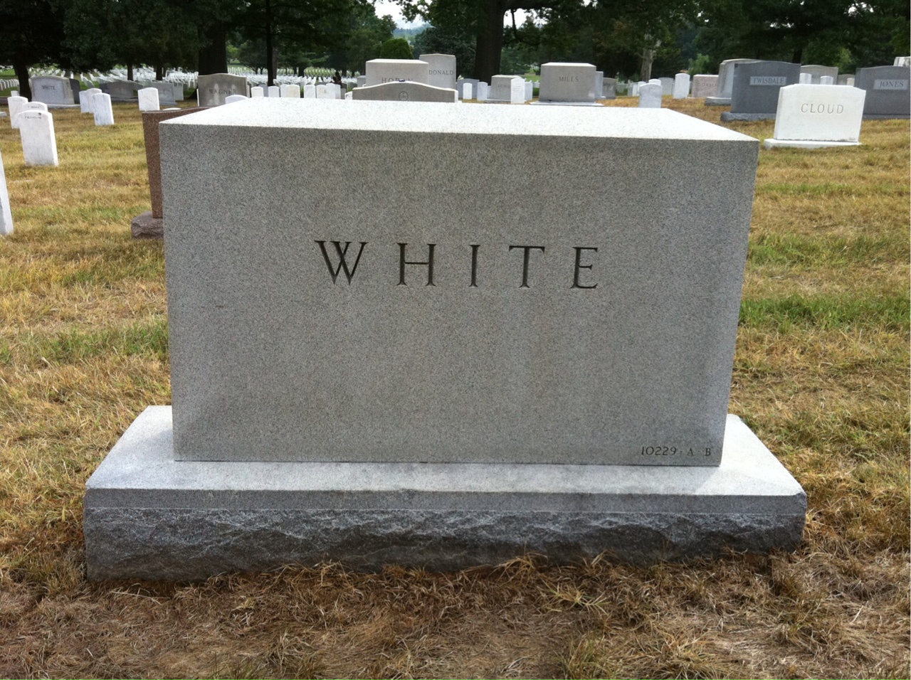 Back of headstone — Ambrose White