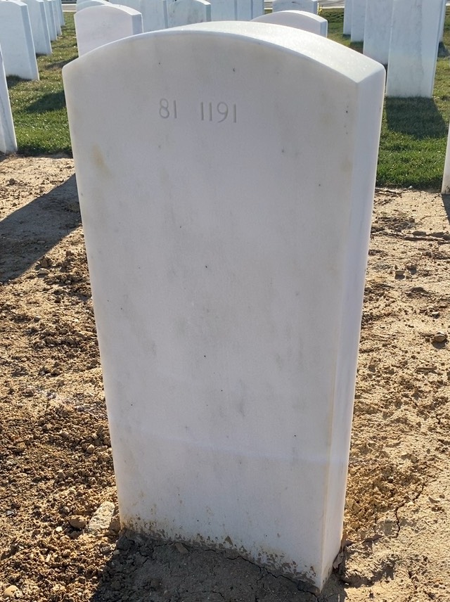 Back of headstone — Thomas J Etowski