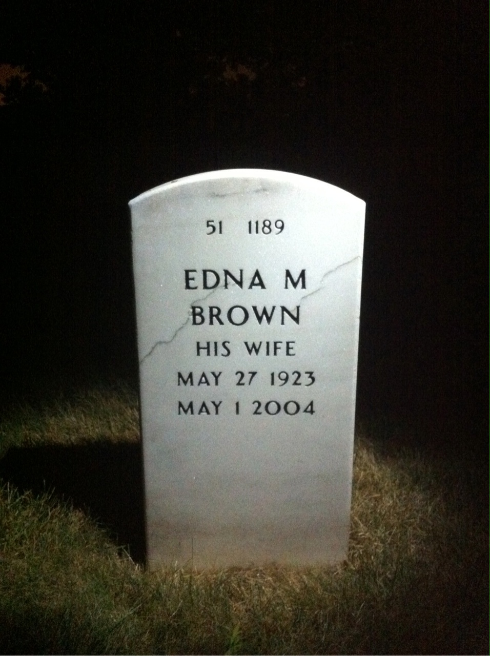 Back of headstone — Lee Brown