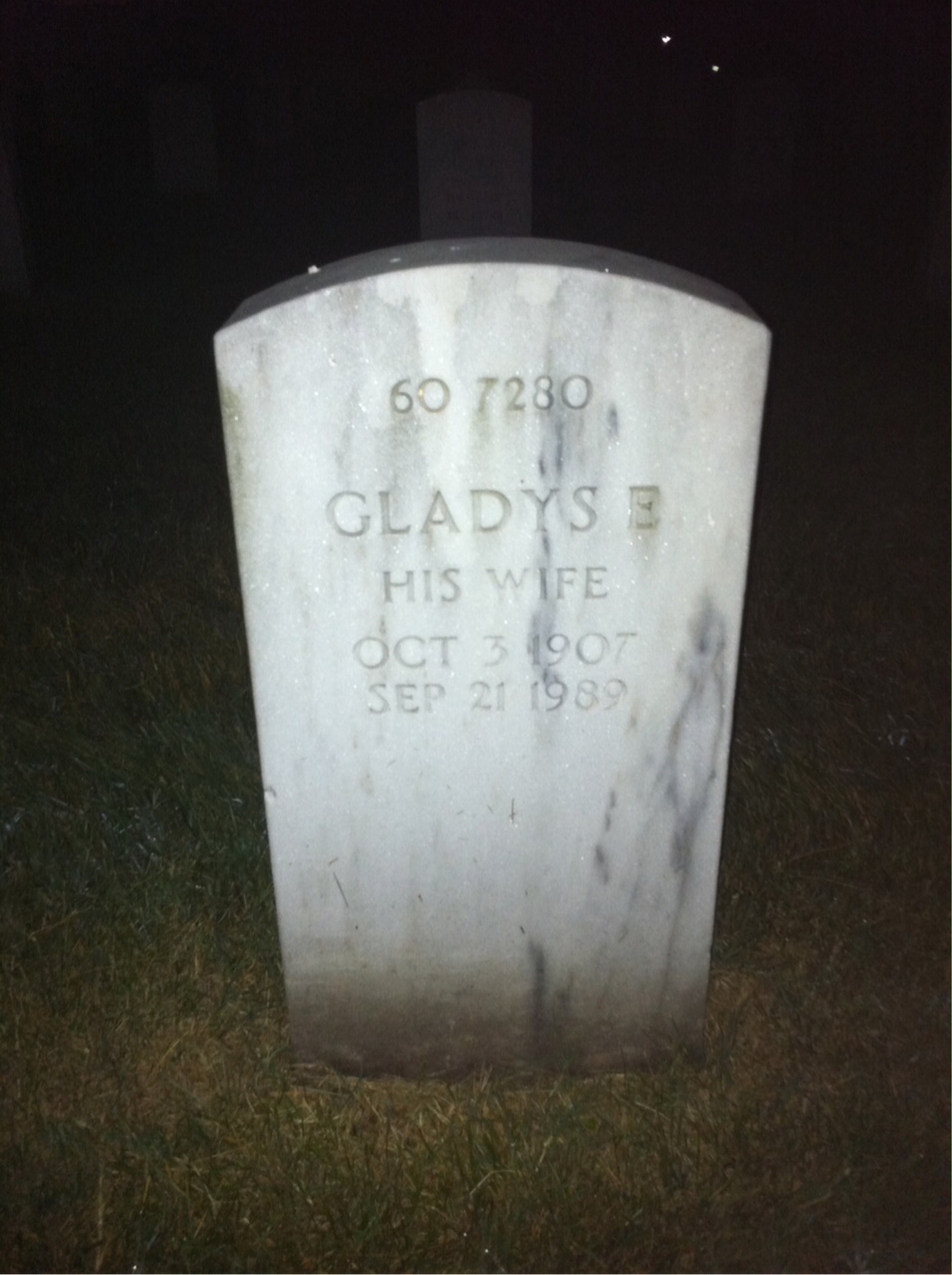 Back of headstone — Gladys Amberson