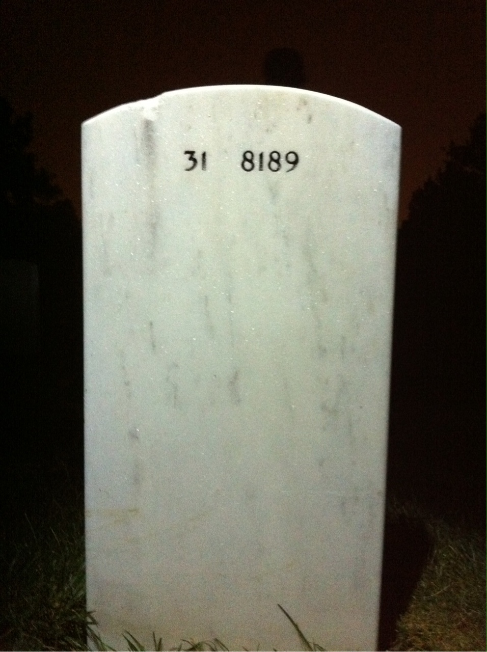Back of headstone — William Grigsby
