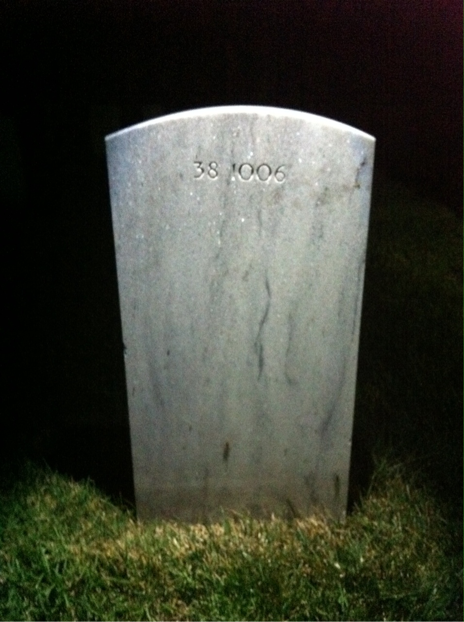 Back of headstone — Jerome Milligan