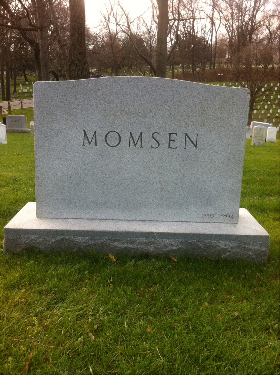 Back of headstone — Ann Momsen