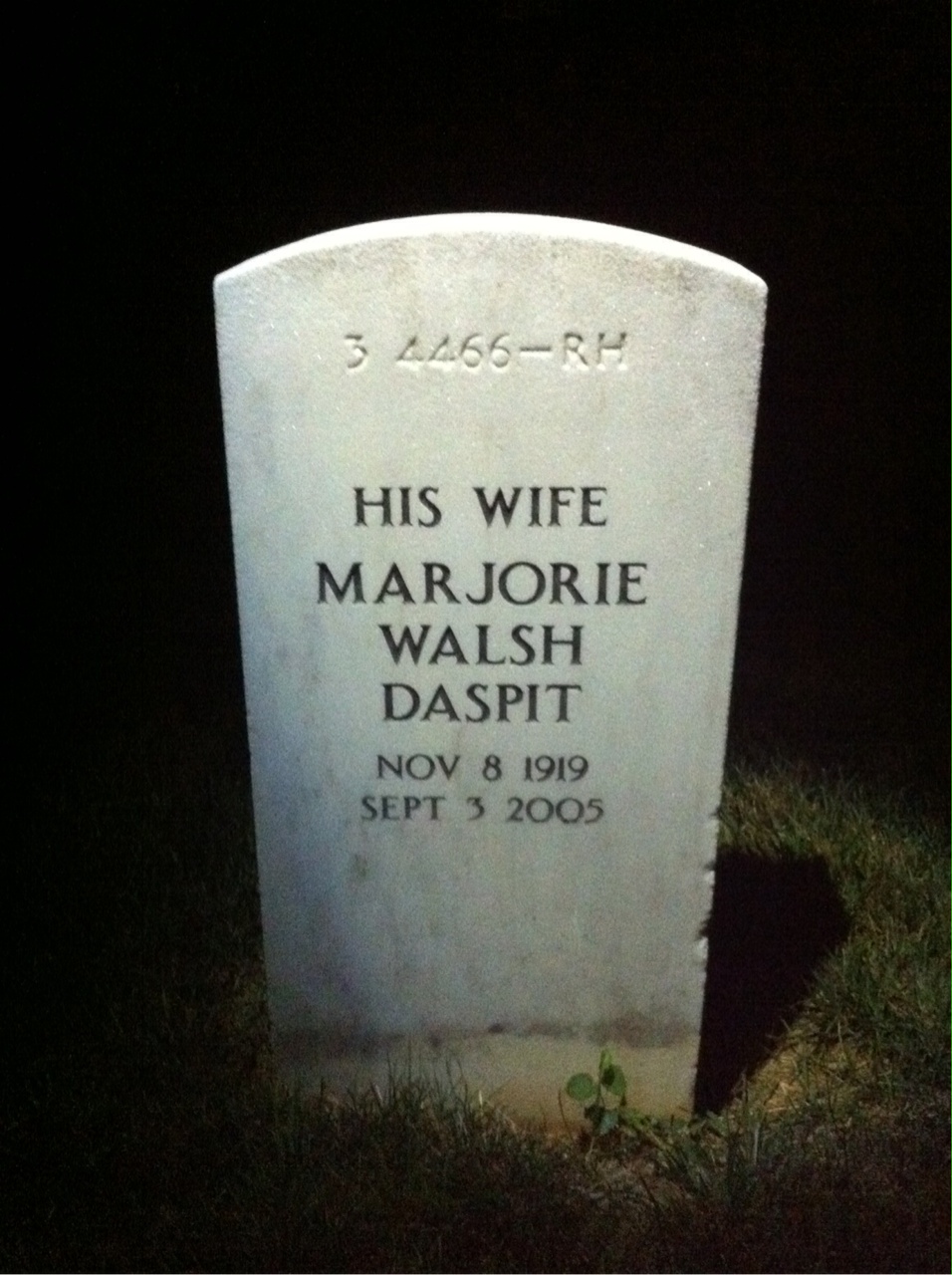 Back of headstone — Lawrence Daspit