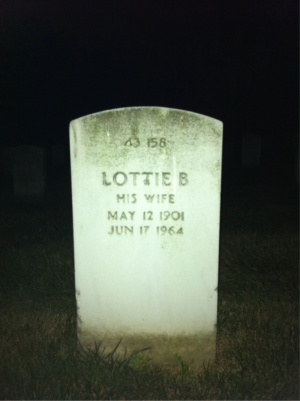 Back of headstone — William F Johnson