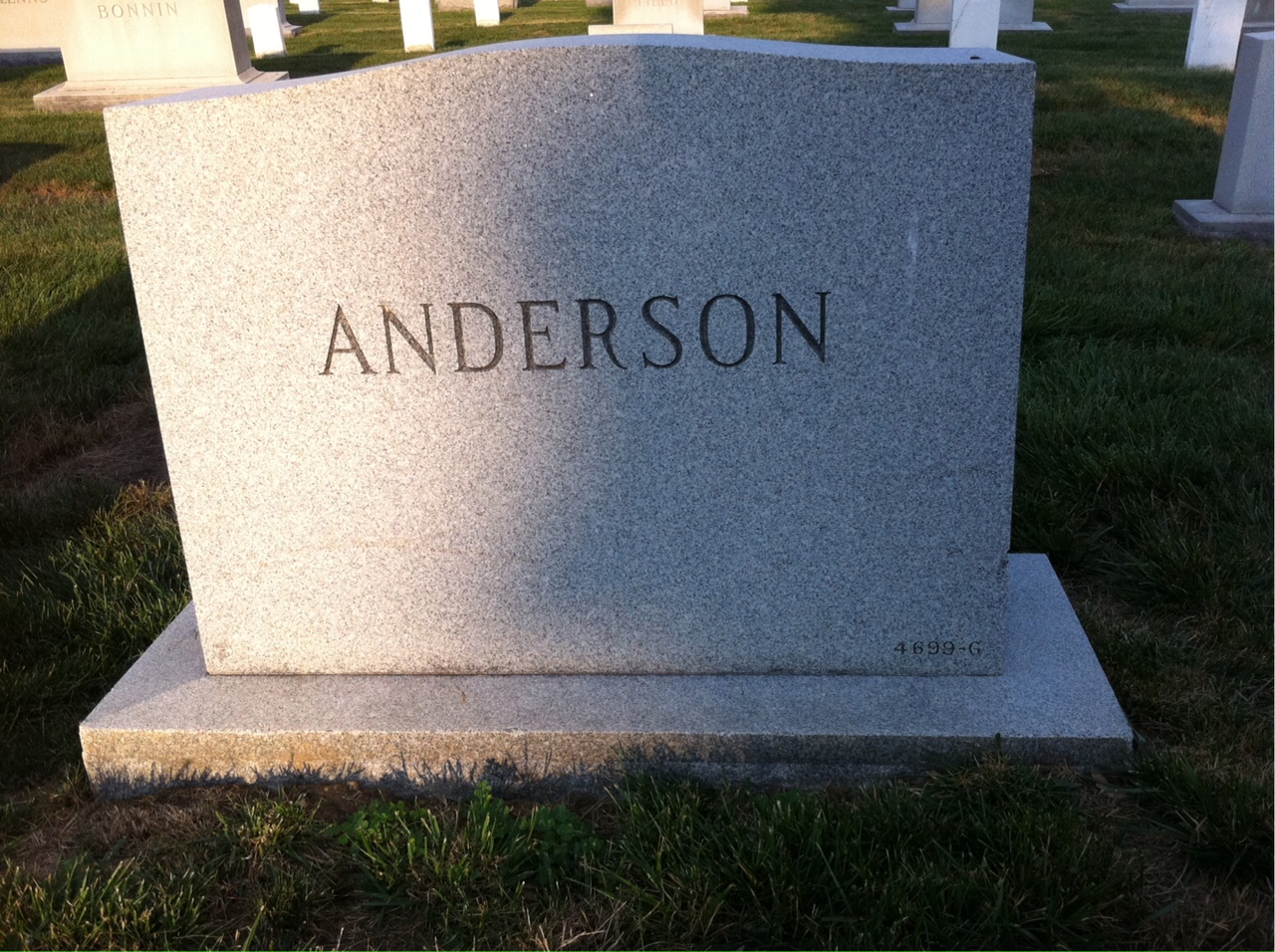 Back of headstone — Paul Anderson