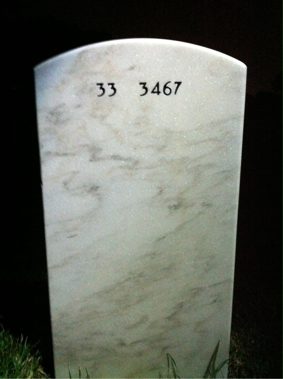 Back of headstone — Howard Price