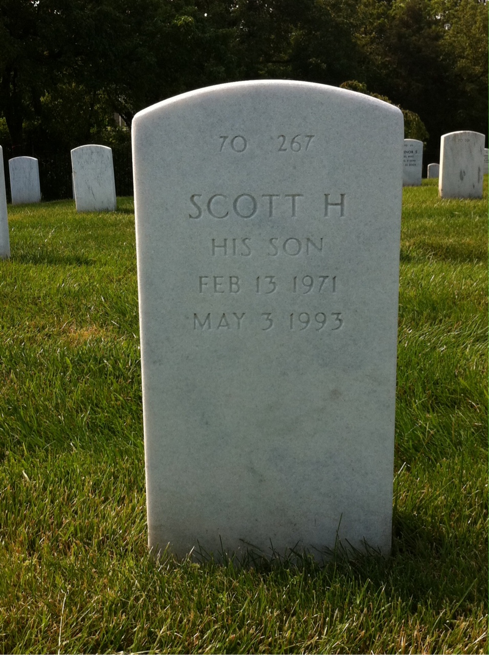 Back of headstone — George Fox