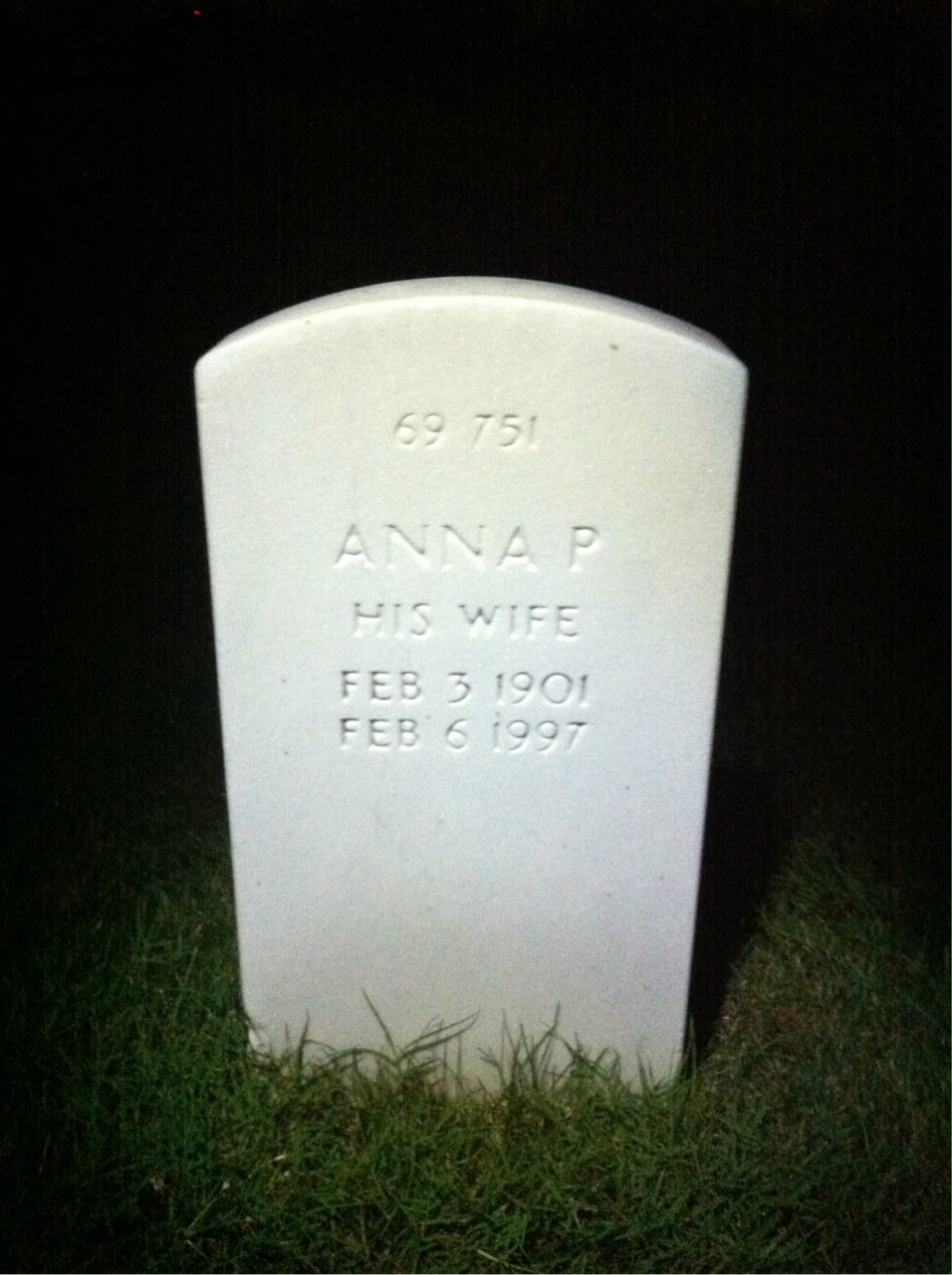 Back of headstone — Anna Mittek