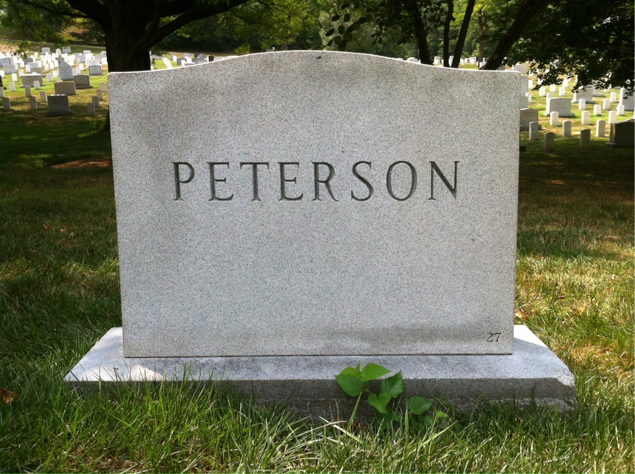 Back of headstone — Mell Peterson
