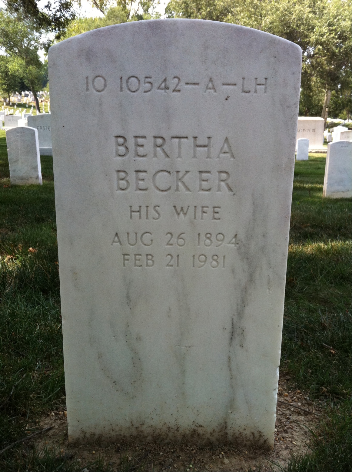Back of headstone — William H Connelly