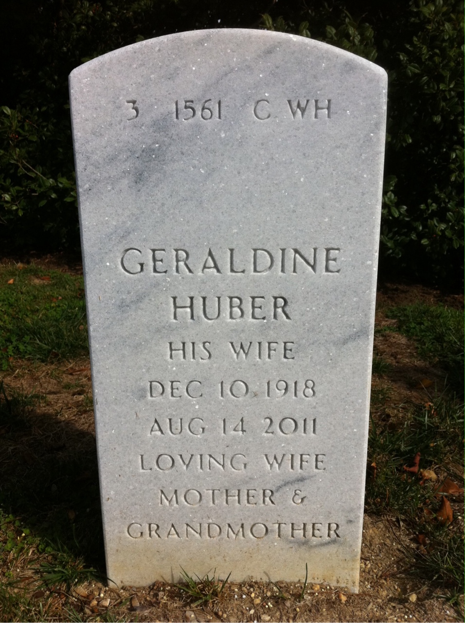 Back of headstone — Roger Davis