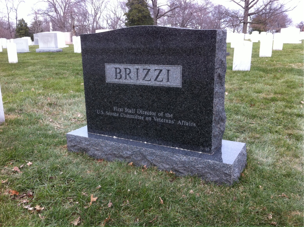 Back of headstone — Francis John Brizzi
