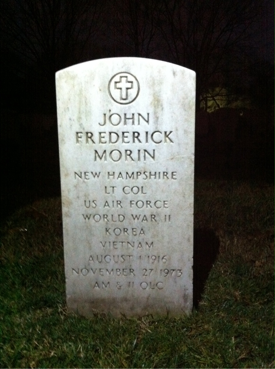 Back of headstone — John Morin