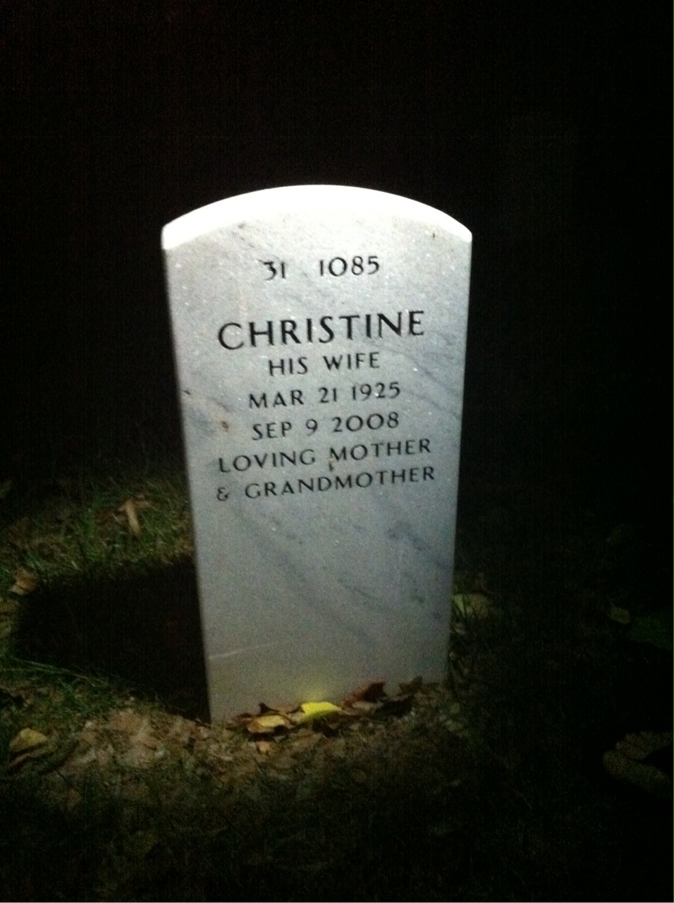 Back of headstone — Charles Schaffer