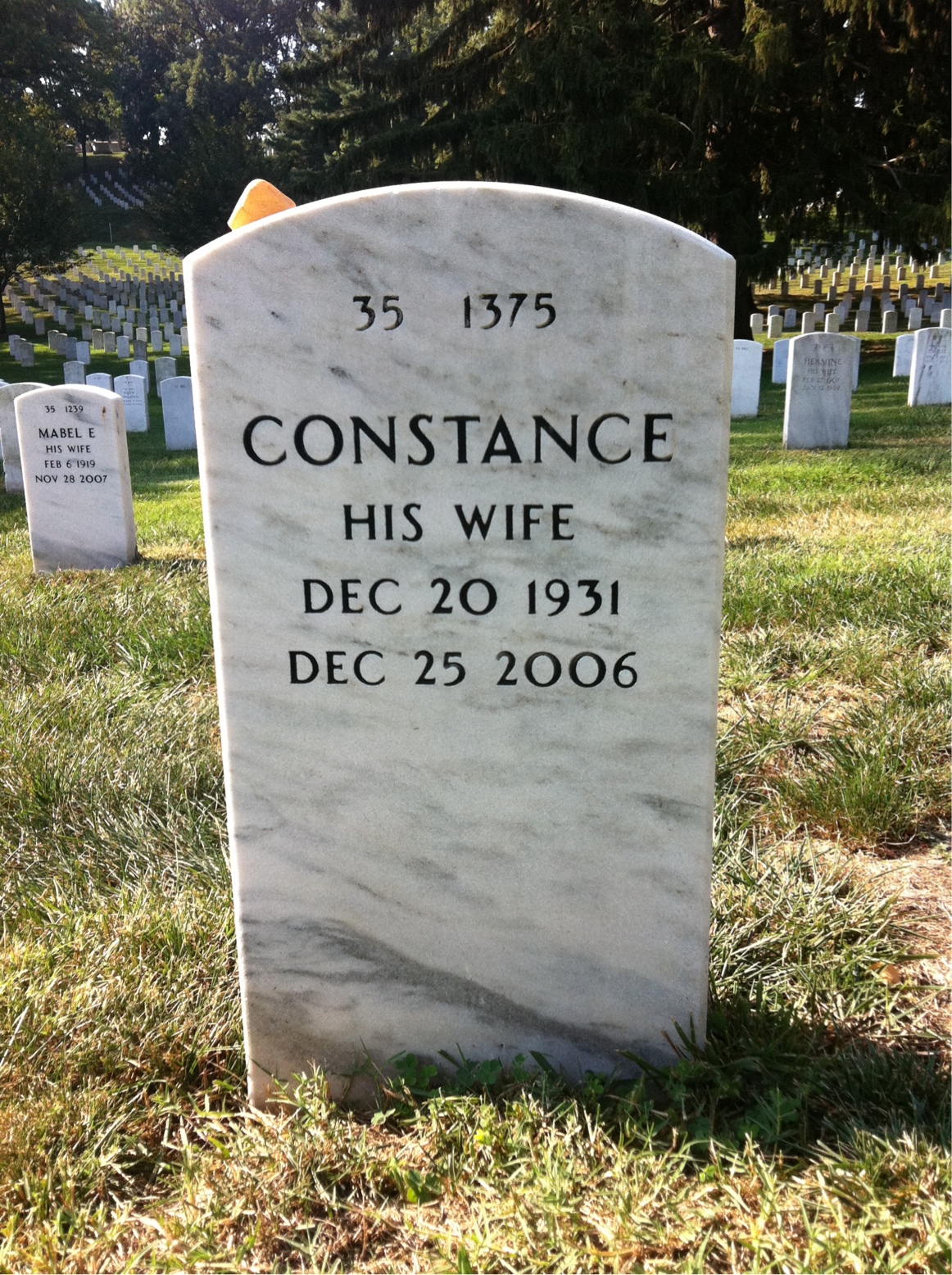 Back of headstone — Charles Lang
