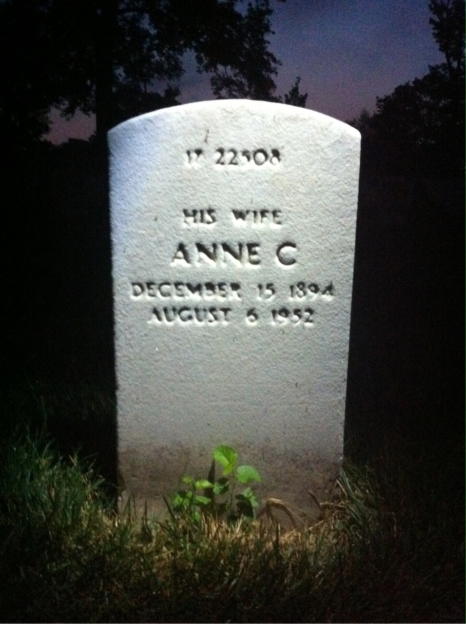 Back of headstone — Lowell Blake