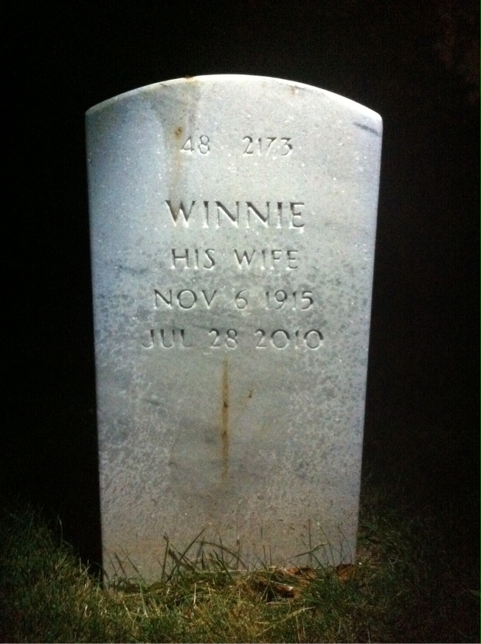 Back of headstone — Herbert Donald