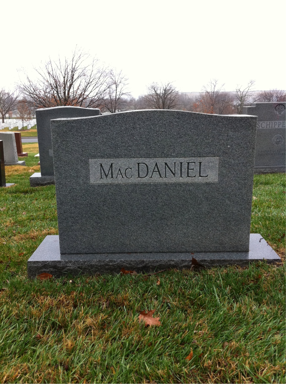 Back of headstone — Henry Macdaniel