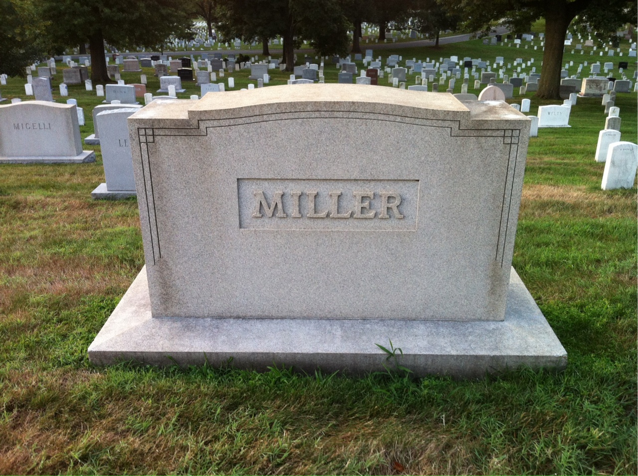 Back of headstone — Reuben Miller