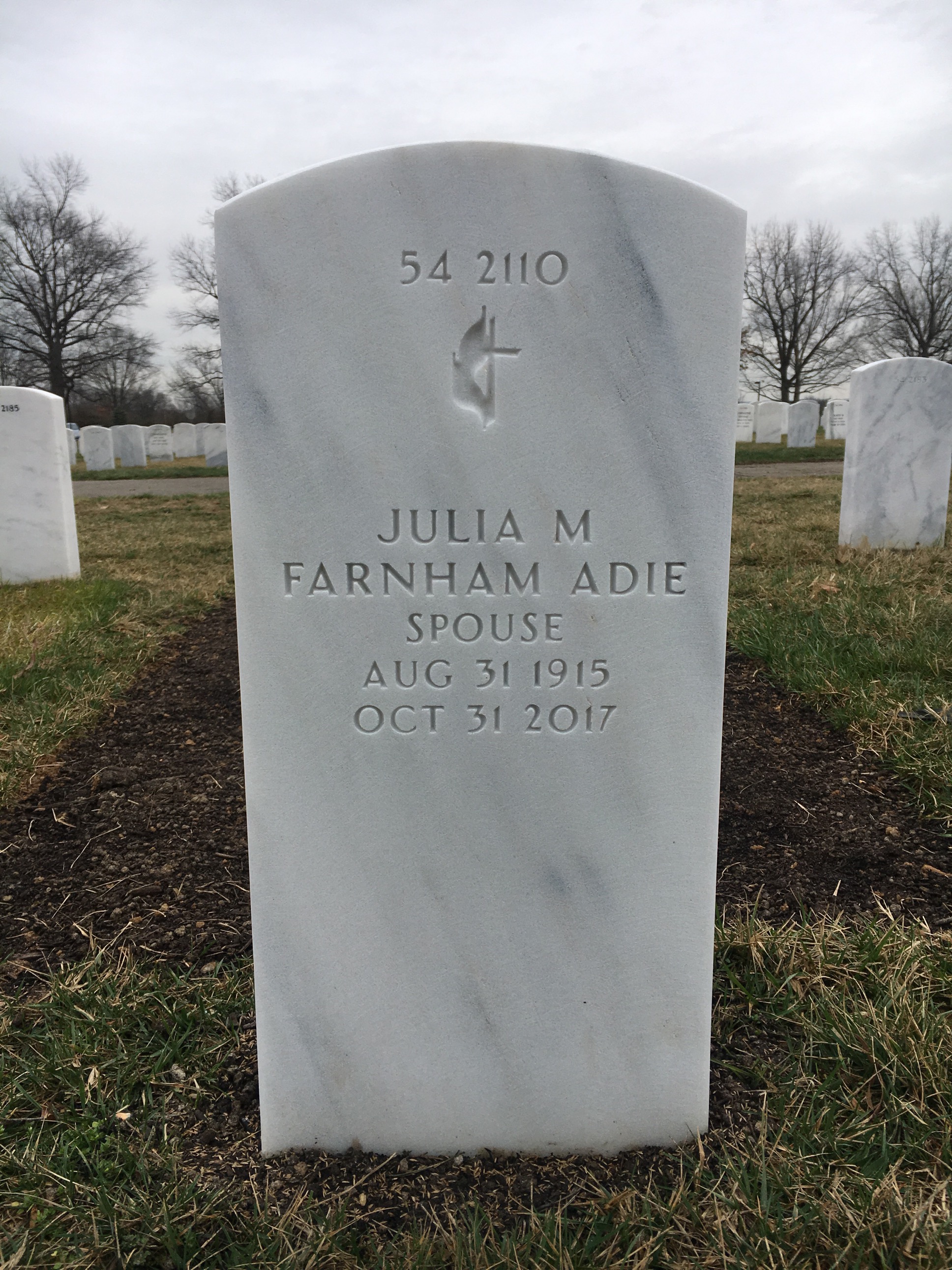 Back of headstone — John Adie