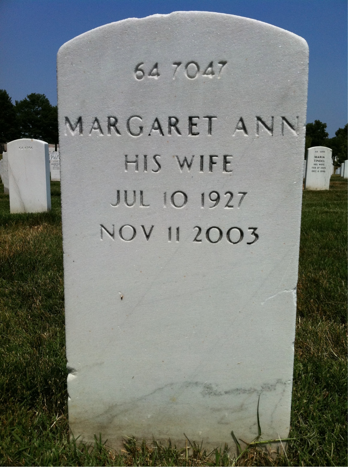 Back of headstone — Thomas Buckingham
