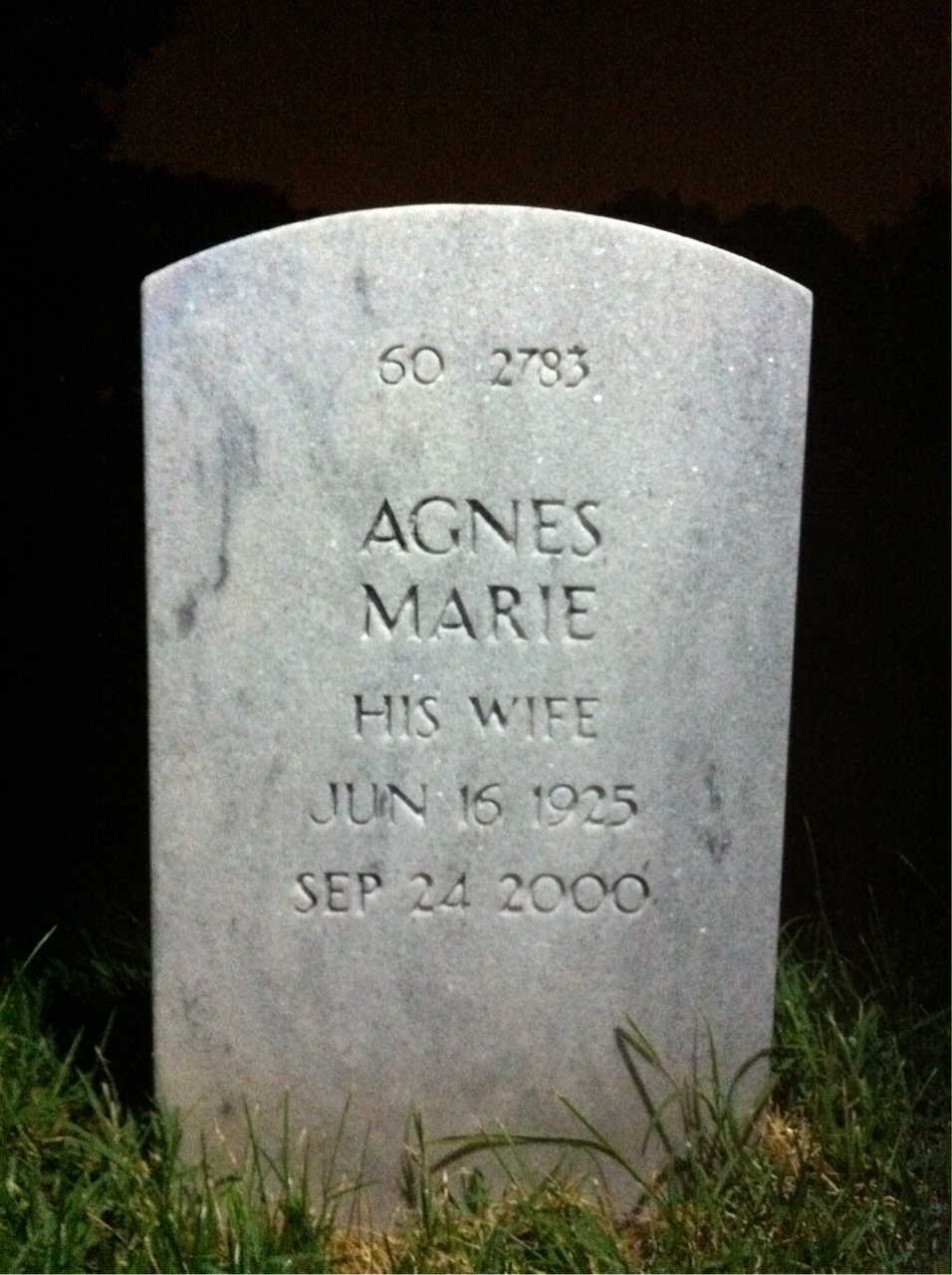 Back of headstone — Agnes Iorio